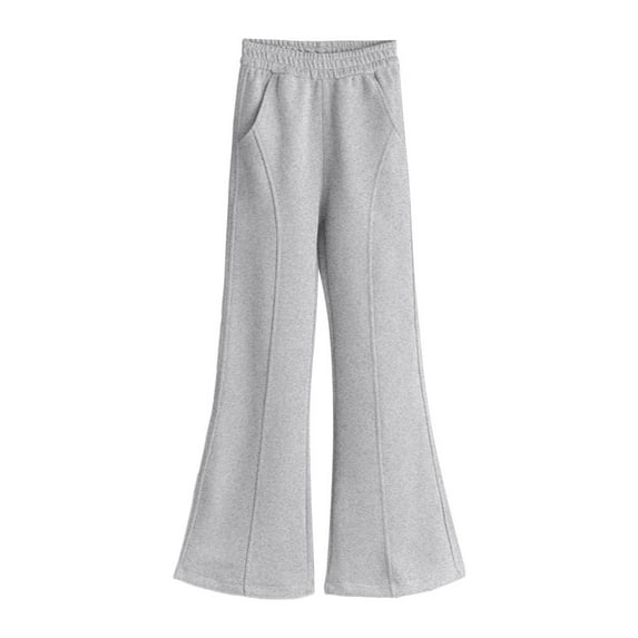 OSOLU Children Girls Joggers Solid Color Flared Trousers Elastic Waist Soft Comfortable Daily Wear Trendy Vibrant Pants