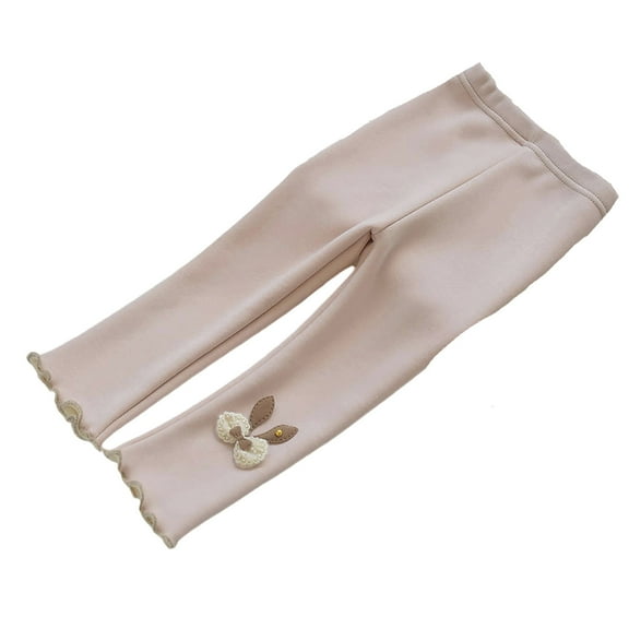OSOLU Children Girls Leggings Winter Thermal Base Layer Trousers Thickened Warm Bottoms Elegant Holiday Pants