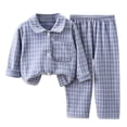 thumbnail image 1 of OSOLU Children Girls Outfit Sets Long Sleeve Soft Turndown Collar Pajama Comfortable Homewear Fashion Vacation Clothing Sets, 1 of 3