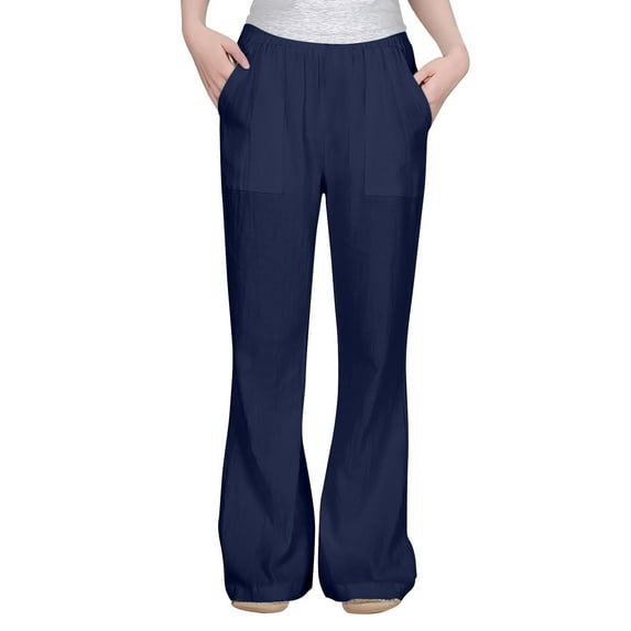 OSOLU Children Girls Pants Flowy Loose Fit High Waist Loose Flared Slacks Daily Wear Classic Versatile Trousers