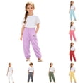 thumbnail image 1 of OSOLU Children Girls Pants Solid Color with Pockets Lightweight Summer Soft Breathable Bottom Outdoor Wear Playful Travel Trousers, 1 of 8