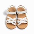 thumbnail image 1 of OSOLU Children Girls Sandals Soft Sole Solid Color Intersection Weaving Design Summer Footwear Comfortable Classic Beach Shoes, 1 of 8