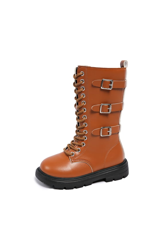 Children Girls Sports Shoes Fashion Flat Thick Bottom -Resistant Pu Upper Comfortable Boots Fun Vibrant Shoes