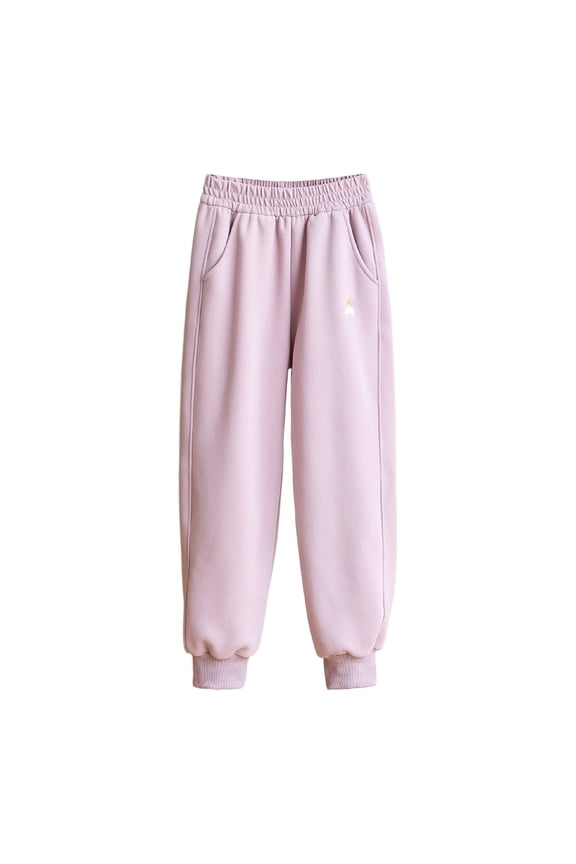 Children Girls Sweatpants with Nut Embroidery Loose Fit Sporty Big Comfortable Everyday Wear Classic Stylish Pants