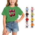 thumbnail image 1 of OSOLU Children Girls T-Shirt Short Sleeve Crew Neck Bow Cherry Print Casual Loose Fit Tee Shirts Everyday Wear Vacation Travel Tops, 1 of 5