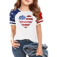 thumbnail image 1 of OSOLU Children Girls T-Shirts Short Sleeve Star Stripes Crew Neck July 4Th Tees Patriotic Independence Day Tees Lightweight Breathable Holiday Beach Tops, 1 of 2