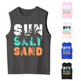 thumbnail image 1 of OSOLU Children Girls Tank Tops Crew Neck Coconut Tree Letter Gradient Print Outdoor Play Lightweight Sleeveless Vacation Travel Tops, 1 of 6