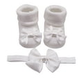 thumbnail image 1 of OSOLU Children Kids Socks Soft Bottom Toddler Shoes Socks Bowkot Princess Socks Floor Socks 1PC Socks + 1PC Bow Hairband Baby Comfort Footwear, 6 Months, 1 of 6