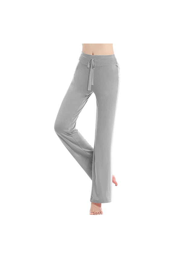 Contrast Color High Waist Loose Fit Yoga Pants For Women Casual Stretchy Workout Trousers Workout Stretchy Running Tummy Control Joggers Bottoms Grey XL