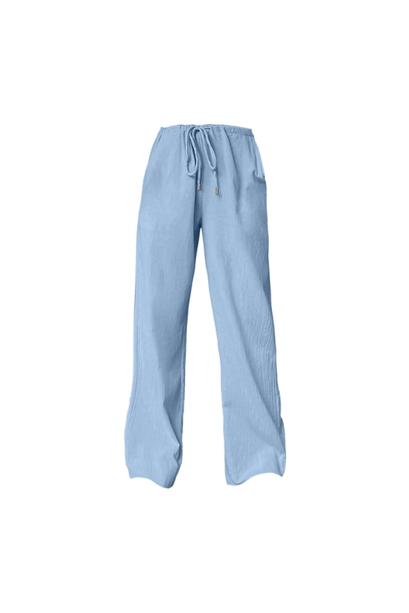 Drawstring Waist Wide Leg Pants For Women Solid Color Casual Trousers Women Clothing Daily Relaxed Fit Breathable Bottoms