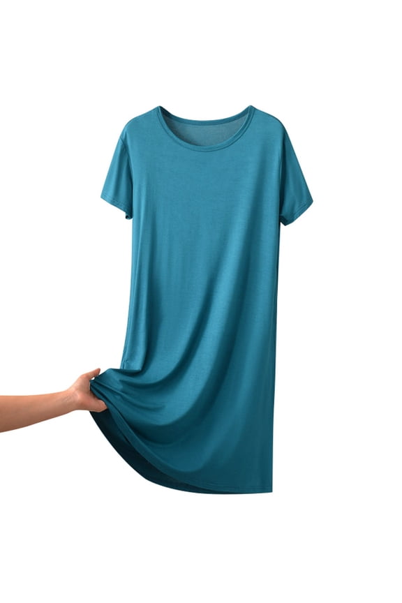 Dresses Solid Color Women Casual Dress For Home Leisure Short Sleeve O-Neck Dress For Summer Fall Cozy Sundress Wedding Guest Dress