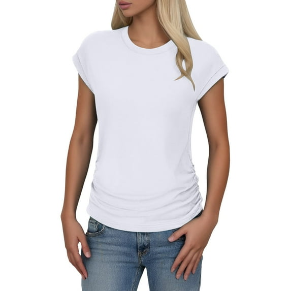 OSOLU Fashion Casual Women Short Sleeve Solid Color O-Neck Tops Ladies Tee T-Shirt Tee Tops Comfort Dailywear