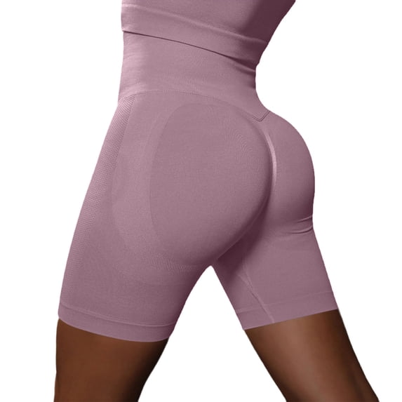 OSOLU Fitness Yoga Shorts High Waist Soft Spandex Riding Shorts Women's Dance Volleyball Lift Shorts Sports Soft Tummy Control Workout Athletic Gym Bottoms Light Purple L
