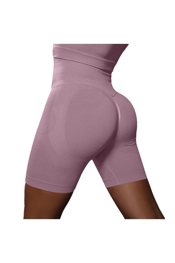 Fitness Yoga Shorts High Waist Soft Spandex Riding Shorts Women's Dance Volleyball Lift Shorts Sports Soft Tummy Control Workout Athletic Gym Bottoms Light Purple M