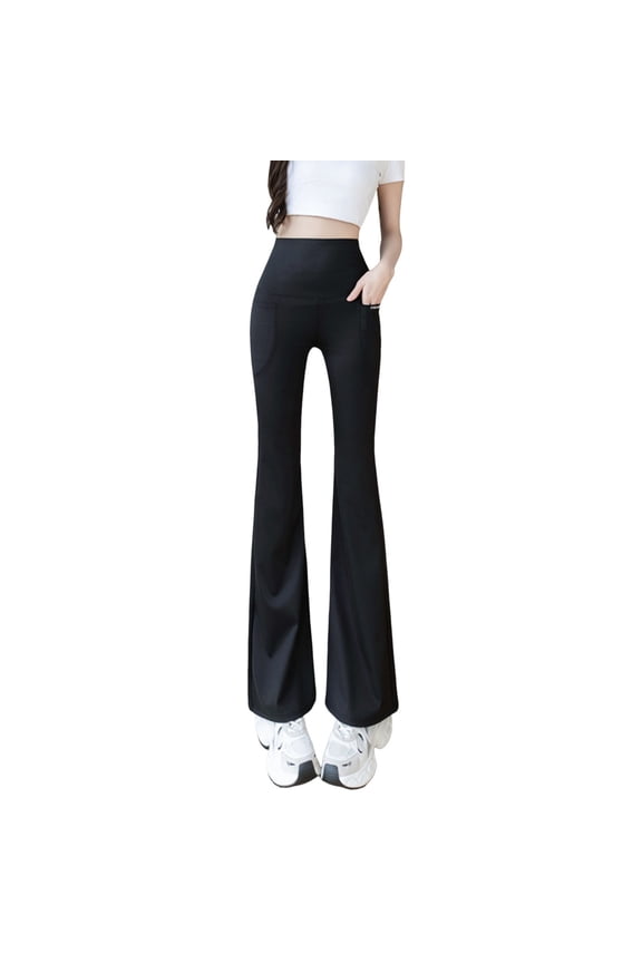Flare Leggings For Women Pants With Pockets High Waist Black Flared Leggings For Yoga Gym Workout Black XXL