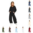 thumbnail image 1 of OSOLU Girls 2 Piece Set Solid Color Front Pocket Hoodie and Drawstring Wide Leg Pants Daily Outfit Black, 1 of 4