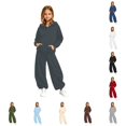 thumbnail image 1 of OSOLU Girls 2 Piece Set Solid Color Front Pocket Hoodie and Drawstring Wide Leg Pants Daily Outfit Dark Gray, 1 of 4
