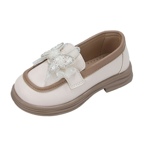 OSOLU Girls Dress Shoes Hook And Loop Kids School Formal Casual For Toddler Little Kid Leather Shoes Newborn Cozy Footwear, 5-5.5 Years