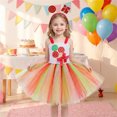 thumbnail image 1 of OSOLU Girls Lollipop Tulle Tutu Dress 2 Piece Set Spaghetti Strap Mesh Skirt Matching Headband Halloween Attire Multicolour, 1 of 8