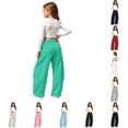 thumbnail image 1 of OSOLU Girls Pants Solid Color Wide Leg Design Drawstring Elastic Waist with Side Pockets Mint Green, 1 of 6