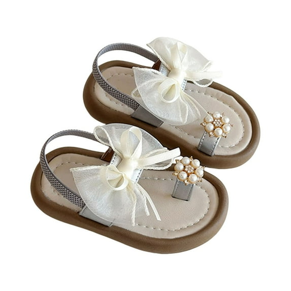 OSOLU Girls Sandals For Toddler Kids Soft Comfortable Summer Beach Shoes With Bowknot Design Casual Outdoor Walking Footwear For Baby To Little Girls Age 1 11 Years Newborn Stylish Shoes, 2-2.5 Years