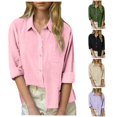 thumbnail image 1 of OSOLU Girls Shirt Long Sleeve Solid Color Turndown Collar Pocket Soft Loose Daily Wear Tops Pink, 1 of 6
