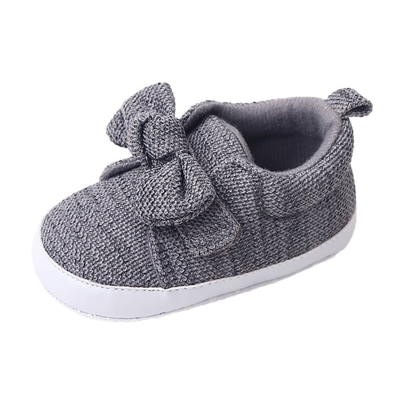 OSOLU Girls Single Shoes Bowknot First Walkers Shoes Toddler Soft Bottom Breathable Princess Shoes Baby Holiday Footwear, 6-12 Months