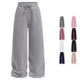 thumbnail image 1 of OSOLU Girls Sweatpants Wide Leg Drawstring Jogger Pants Elastic Waistband Athletic Palazzo With Pockets For Running Workout 5-14Y, 1 of 5