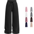 thumbnail image 1 of OSOLU Girls Sweatpants Wide Leg Drawstring Jogger Pants Elastic Waistband Athletic Palazzo With Pockets For Running Workout 5-14Y, 1 of 5