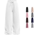 thumbnail image 1 of OSOLU Girls Sweatpants Wide Leg Drawstring Jogger Pants Elastic Waistband Athletic Palazzo With Pockets For Running Workout 5-14Y, 1 of 5