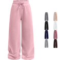 thumbnail image 1 of OSOLU Girls Sweatpants Wide Leg Drawstring Jogger Pants Elastic Waistband Athletic Palazzo With Pockets For Running Workout 5-14Y, 1 of 5