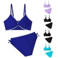 thumbnail image 1 of OSOLU Girls Swimsuit 2 Piece Bikini Set Twist Front Color Block Kids Teens Girl Bathing Suit With Adjustable Straps 7-16Y Comfy Beachwear, 1 of 6