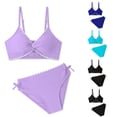 thumbnail image 1 of OSOLU Girls Swimsuit 2 Piece Bikini Set Twist Front Color Block Kids Teens Girl Bathing Suit With Adjustable Straps 7-16Y Versatile Beachwear, 1 of 6