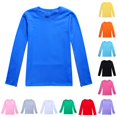 thumbnail image 1 of OSOLU Girls T-Shirt Crew Neck Long Sleeve Solid Color Soft Stretchy Thermal Undershirt Casual Base Tops, 1 of 4