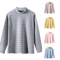 thumbnail image 1 of OSOLU Girls T-Shirt Turtleneck Long Sleeve Thin Horizontal Striped All Over Print Soft Layering Tops Grey, 1 of 3