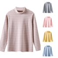 thumbnail image 1 of OSOLU Girls T-Shirt Turtleneck Long Sleeve Thin Horizontal Striped All Over Print Soft Layering Tops Khaki, 1 of 3