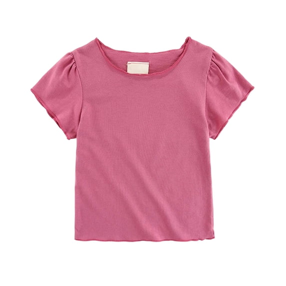 OSOLU Girls T-Shirts Soft Summer Short Sleeve Tee Shirt Casual Crew Neck Comfortable Everyday Basic Tops Beach Pool Tees