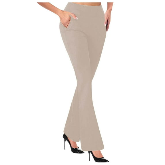 OSOLU High Waist Solid Color Casual Sport Flare Pants For Women Trousers Everyday Comfort Versatile Active Athletic Casual Bottoms