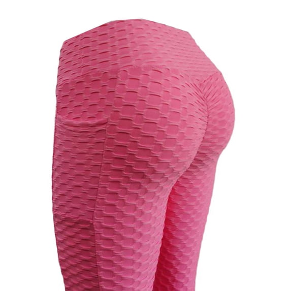 OSOLU High Waist Yoga Pants For Women Push Up Lifting Pocketed Leggings For Fitness Solid Color Workout Tights Workout Stretchy Running Tummy Control Joggers Bottoms Light Pink S