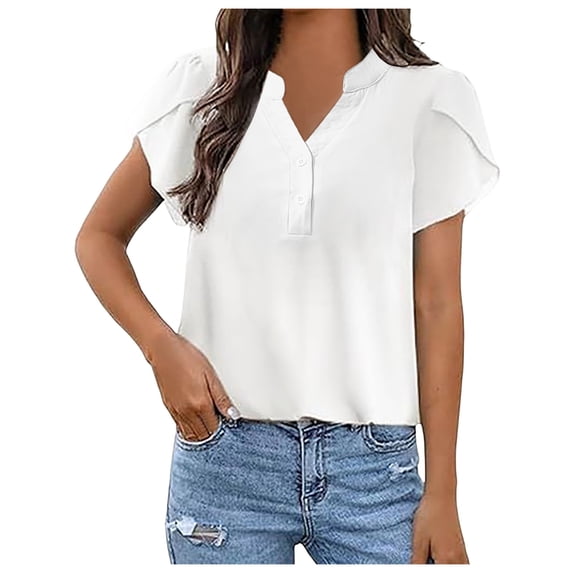 OSOLU Loose Casual O-Neck Solid Color T-Shirt Short Sleeve Tshirts Tee For Women Boho Dailywear