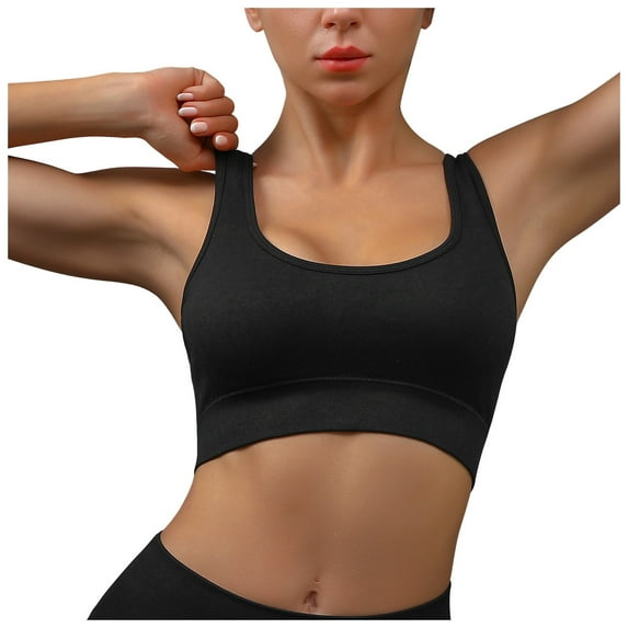 OSOLU Medium Impact Sports Bras For Women Workout Crop Tops With Removable Pads Yoga Racerback Bra Workout Sports High Support Comfortable Bralettes Black S