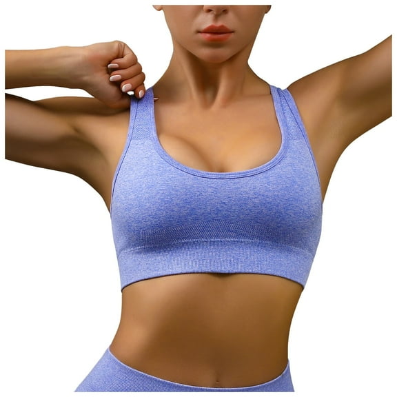 OSOLU Medium Impact Sports Bras For Women Workout Crop Tops With Removable Pads Yoga Racerback Bra Workout Sports High Support Comfortable Bralettes Dark Blue L