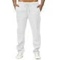 thumbnail image 1 of OSOLU Men Casual Solid Color Cotton Full Length Pants Pocket Drawstring Pant Trouser Everyday Comfort Versatile Workout Training Joggers Bottoms, 1 of 6