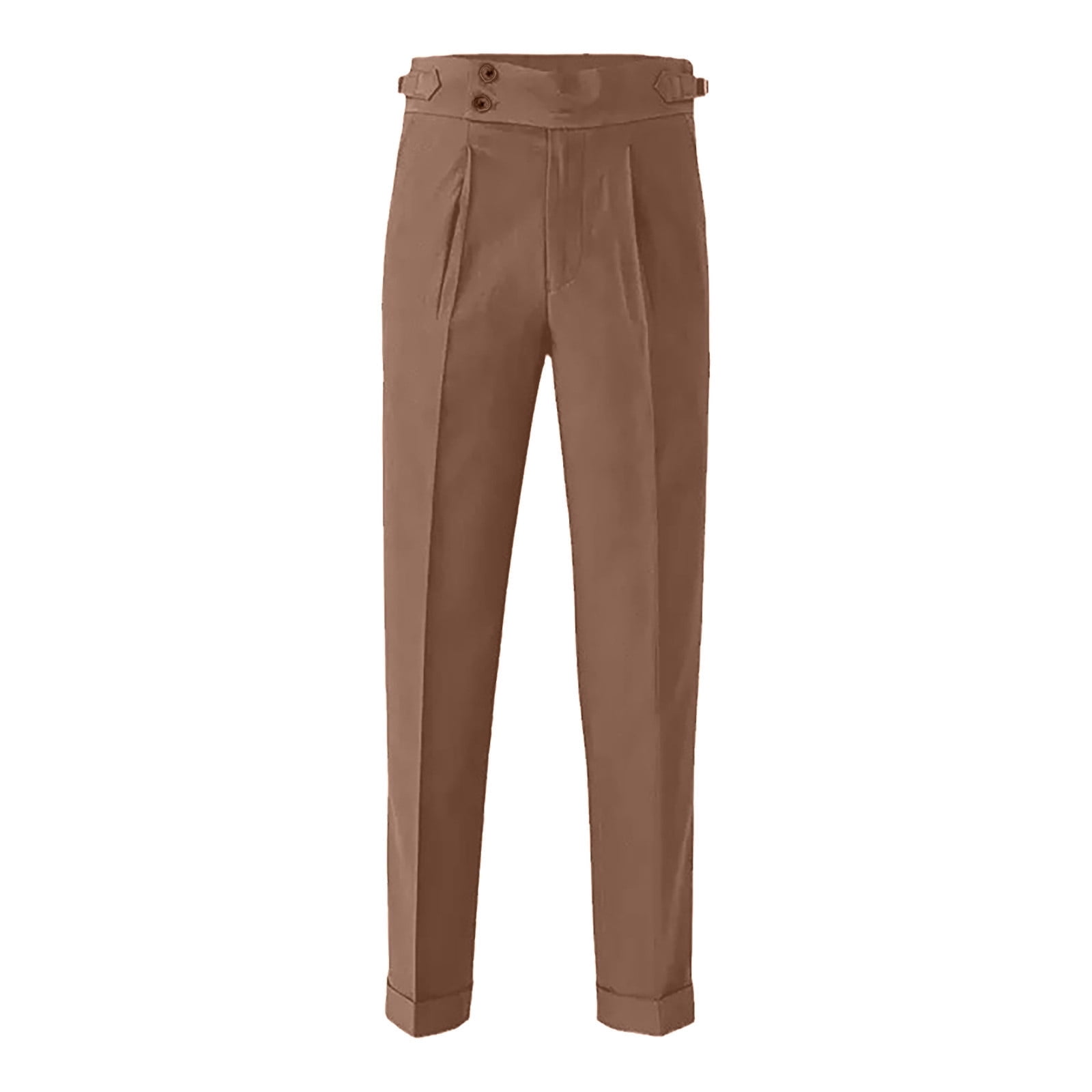 OSOLU Men Slim Fit Small Foot High Waist Business Solid Color Straight ...