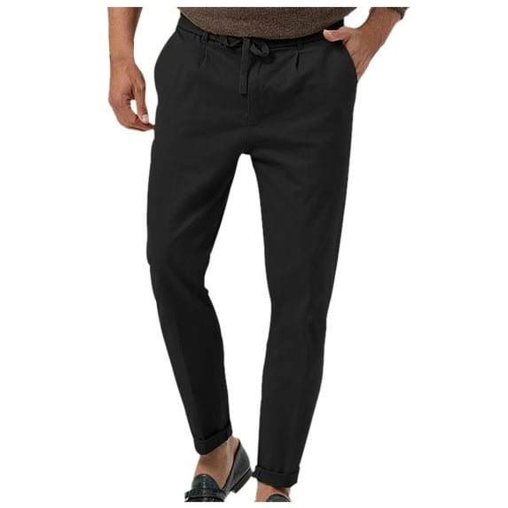 OSOLU Men Solid Color Casual Loose Button Up Pants Straight Leg Business Comfortable Trousers Fashionable Classic Leisure Bottoms