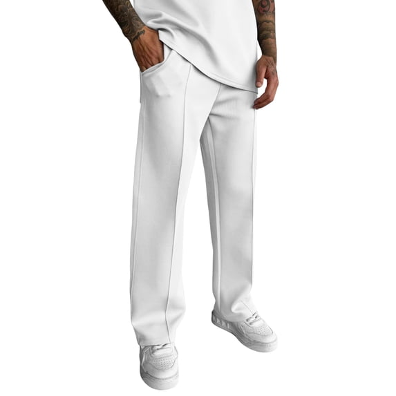 OSOLU Men Solid Color Long Trousers Tether Pants Sports Sweatpants Street Casual Trousers Fashionable Classic Leisure Active Athletic Casual Bottoms