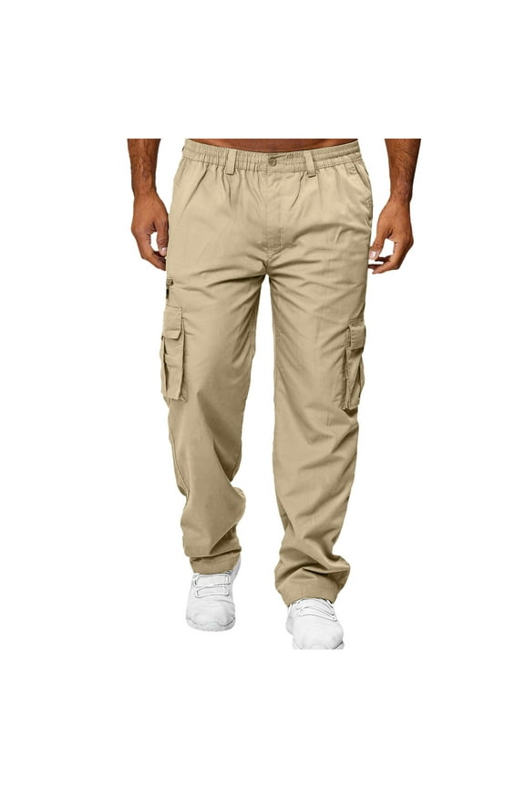 Men Solid Color Pocket Loose Straight Leg Workwear Pants Casual Comfortable Trendy Business Workwear Pants Trousers Everyday Comfort Versatile Bottoms