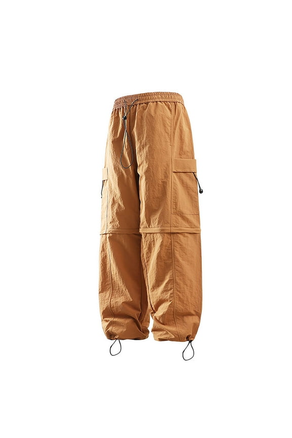 Men Straight Leg Cargo Slacks Solid Color Loose Wide Leg Slacks Fashionable Classic Leisure Workout Training Joggers Bottoms