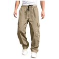 thumbnail image 1 of OSOLU Men Versatile All Season Cargo Pants Pocket Hem Solid Color Plus Size Outdoor Trousers Workout Training Joggers Bottoms, 1 of 7