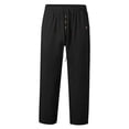 thumbnail image 1 of OSOLU Men's Autumn Beach Pants Solid Color Cott On Linen Loose Drawstring Button Casual Pants Men Trousers Everyday Comfort Versatile Bottoms, 1 of 9